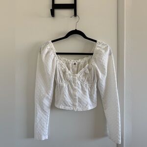 Free People White Textured Blouse